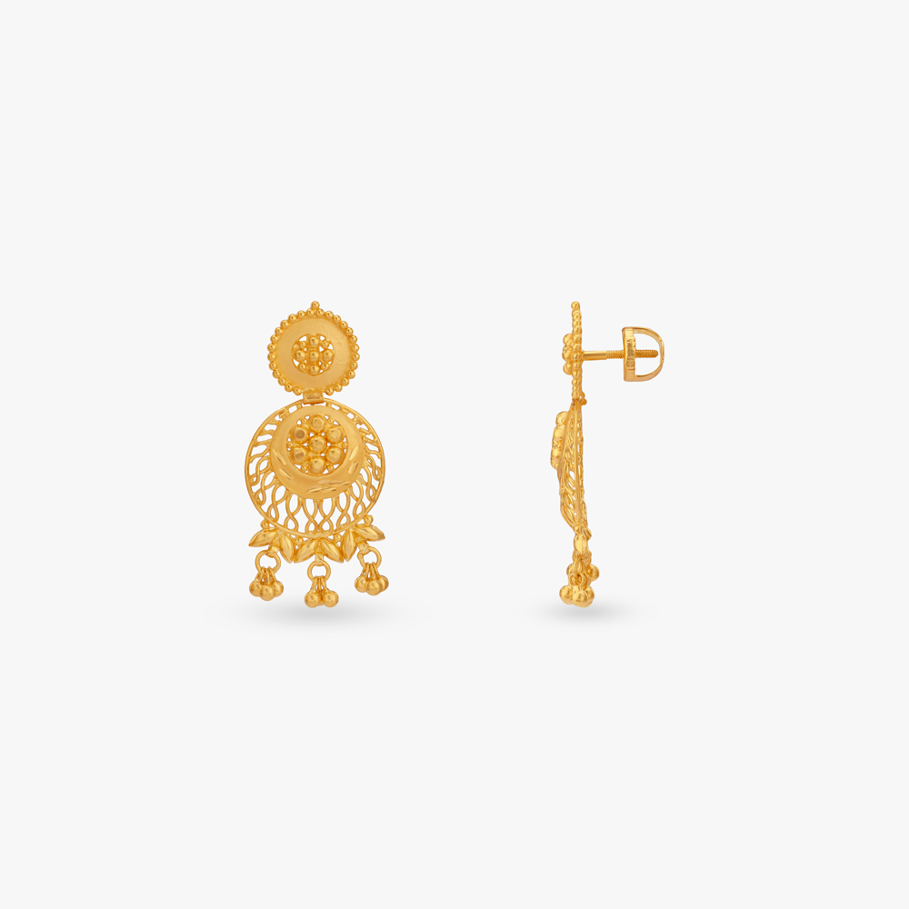 Radiant Circle Gold Drop Earrings,,hi-res image number null