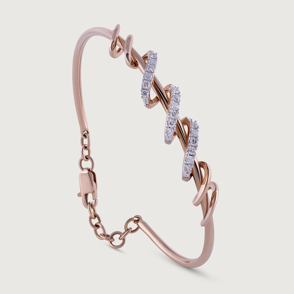 Twisted Blend Diamond & Gold Bangle,,hi-res image number null