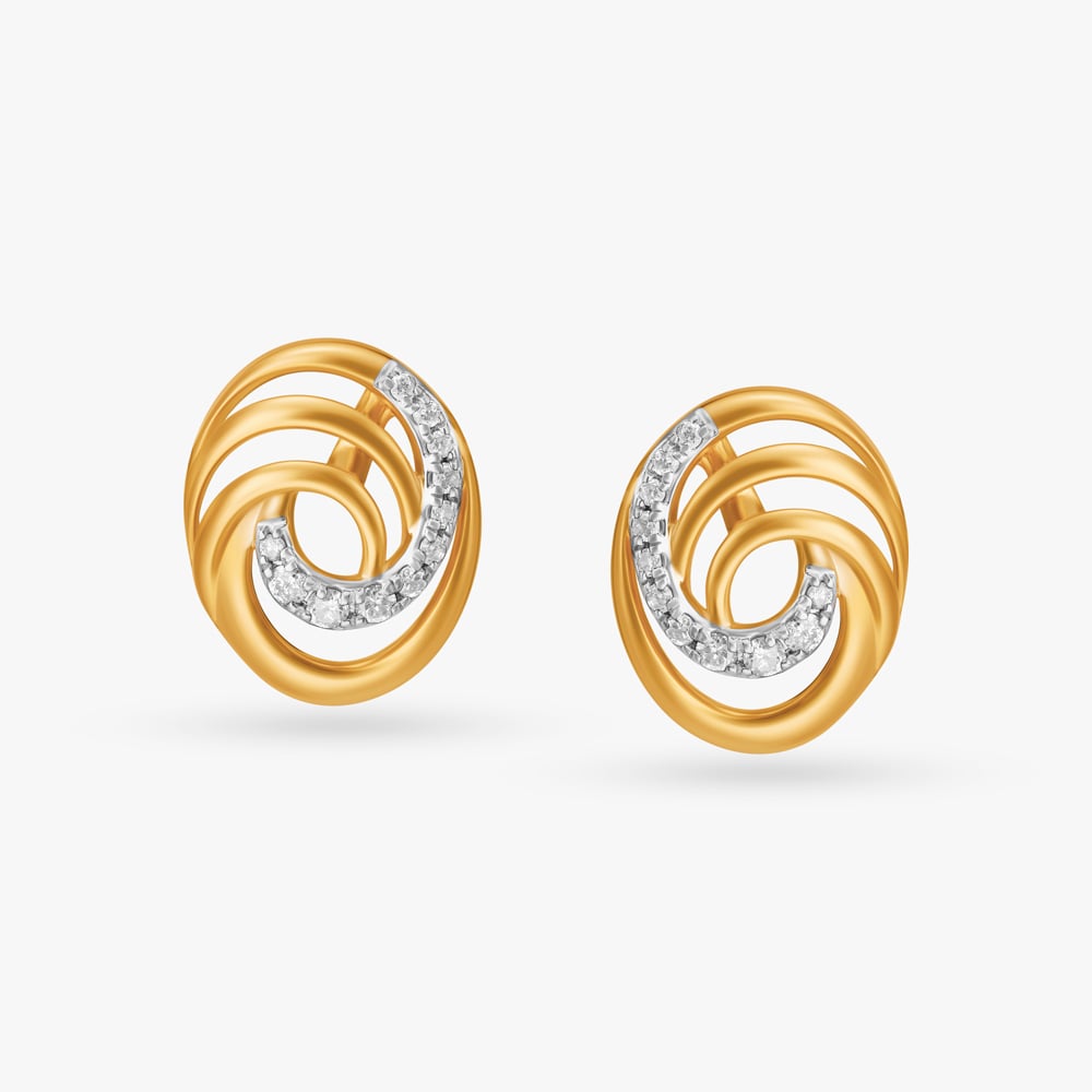 Entrancing Spirals Diamond Stud Earrings,,hi-res image number null
