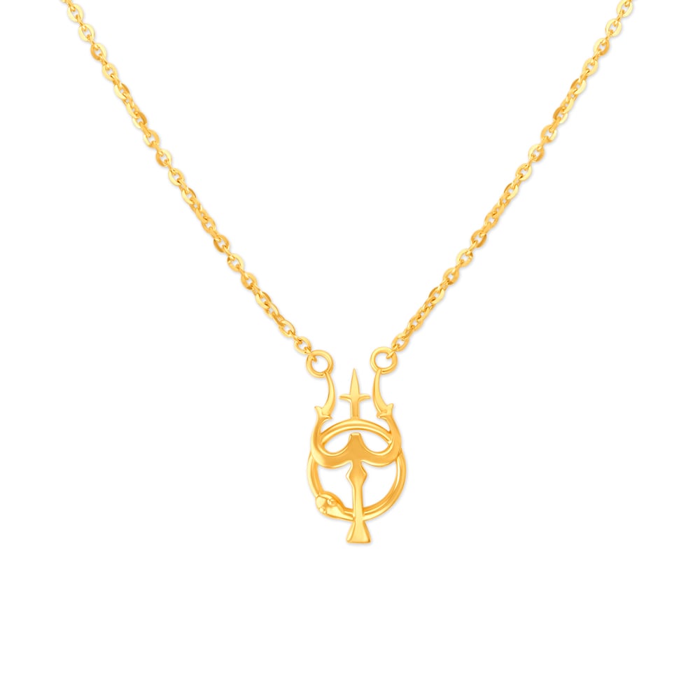 Imposing Trishul Gold Pendant with Chain for Kids