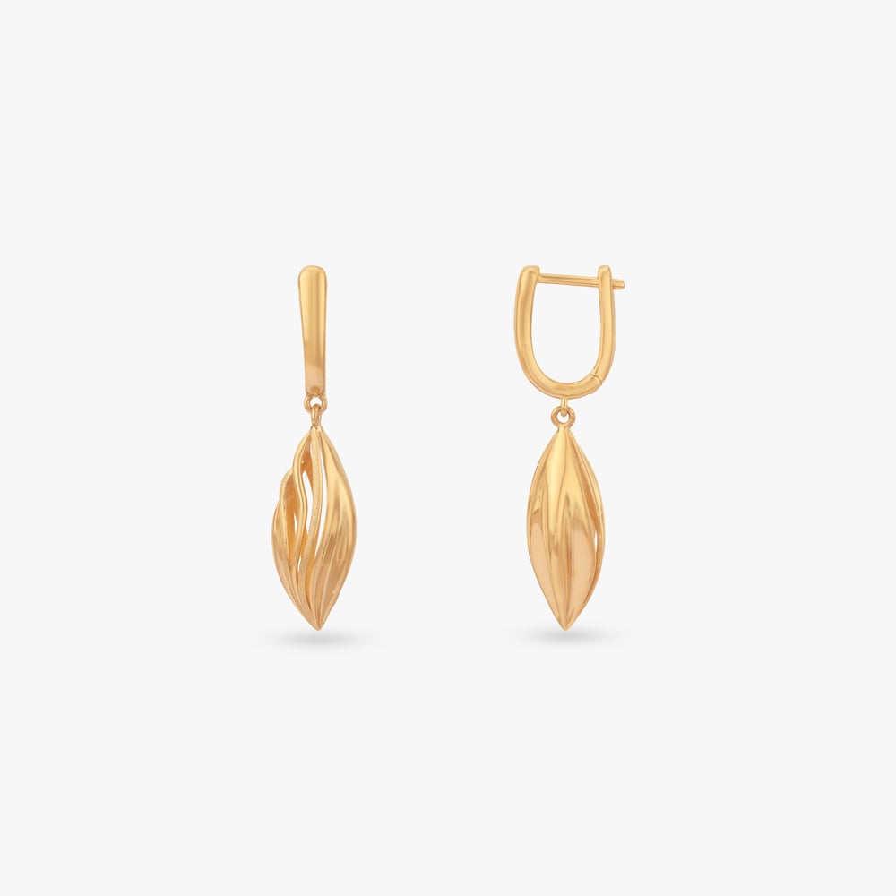 Ethereal Leaf Gold Hoop Earrings,,hi-res image number null