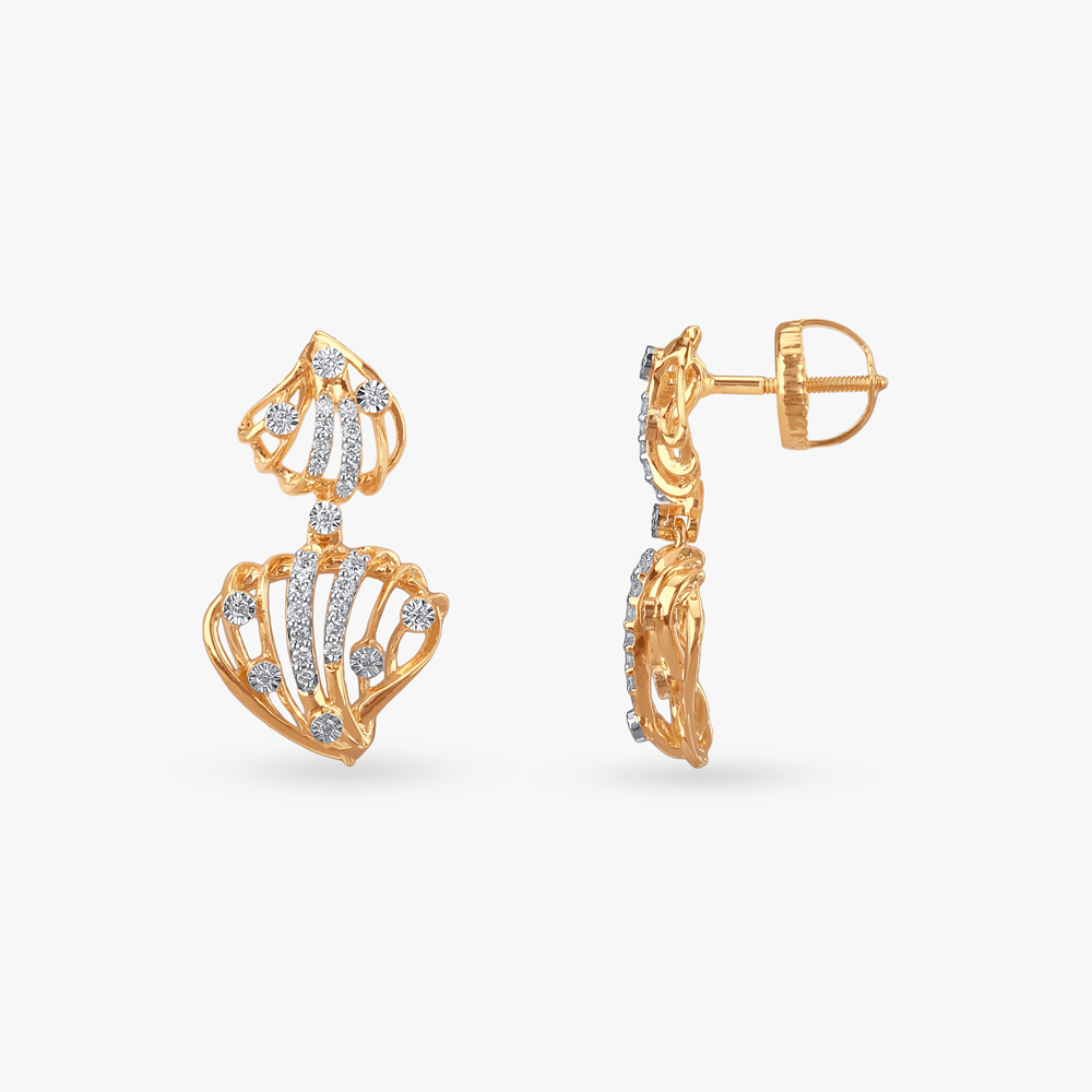 Cascading Shell Diamond Drop Earrings,,hi-res image number null