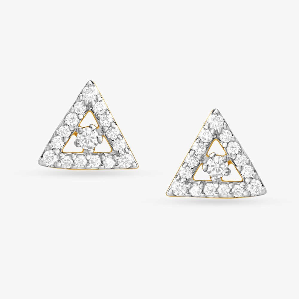 Elegant Triangular Diamond Stud Earrings