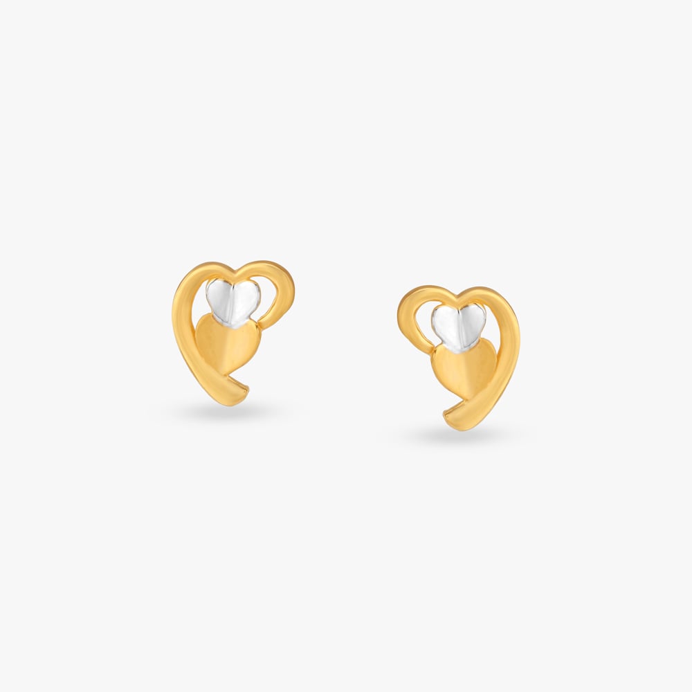 

Interlinked Heart Gold Stud Earrings