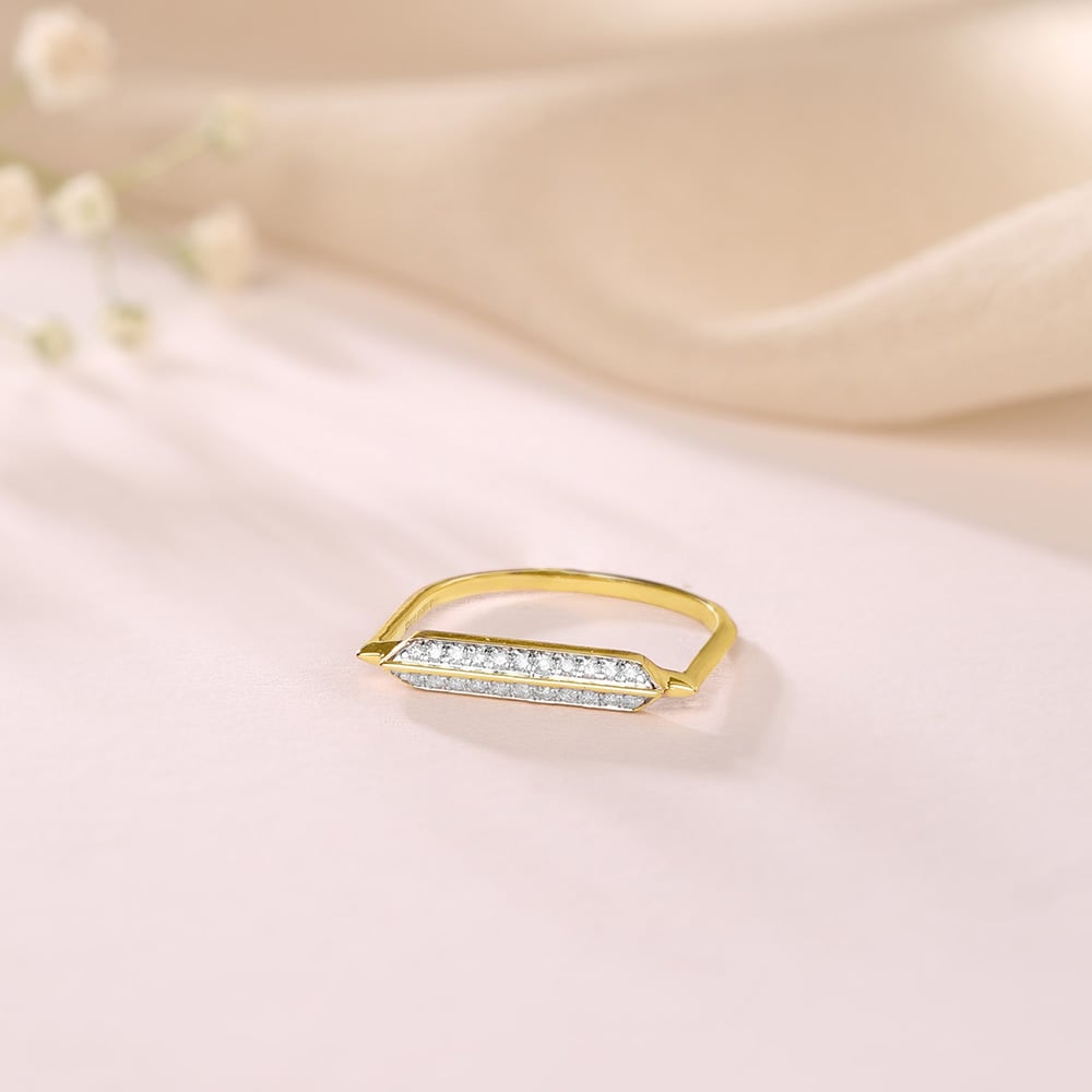 Bold Lines Gold & Diamond Finger Ring,,hi-res image number null