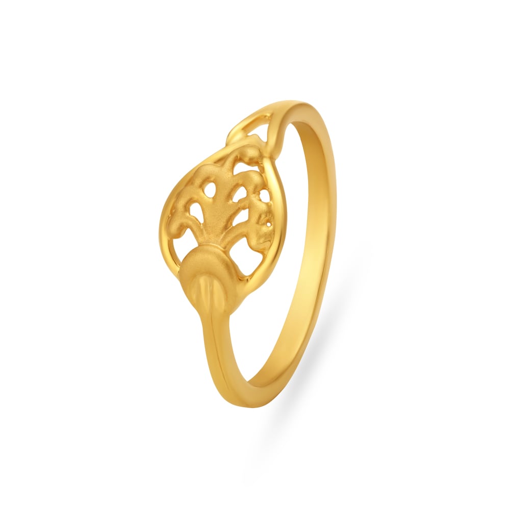 Lush Leaf Gold Finger Ring For Kids