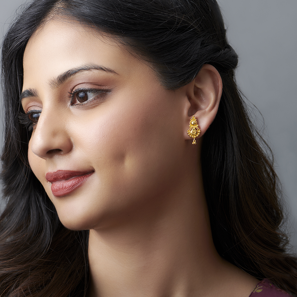 Traditional Fancy Graceful Gold Drop Earrings,,hi-res image number null