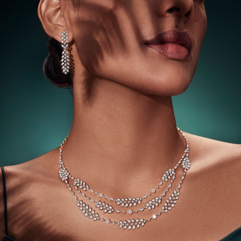 Glimmering Wave Diamond Necklace Set,,hi-res image number null