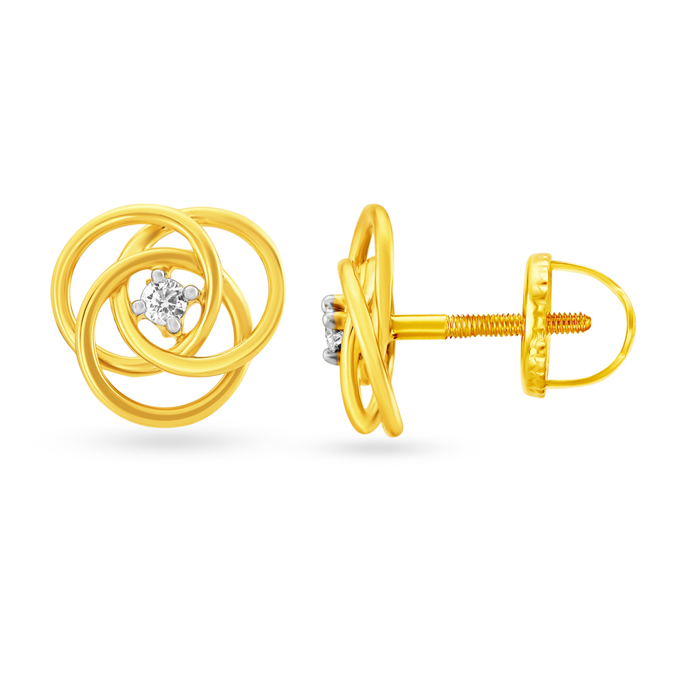 Twist Bloom Diamond Stud Earrings,,hi-res image number null