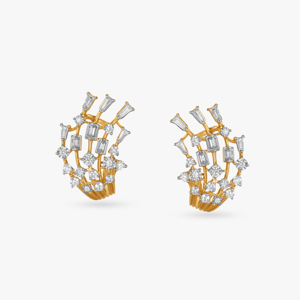 Shimmering Curves Diamond Stud Earrings
