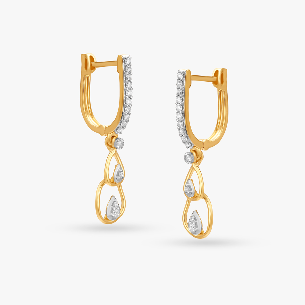 Glam Teardrop Diamond Hoop Earrings