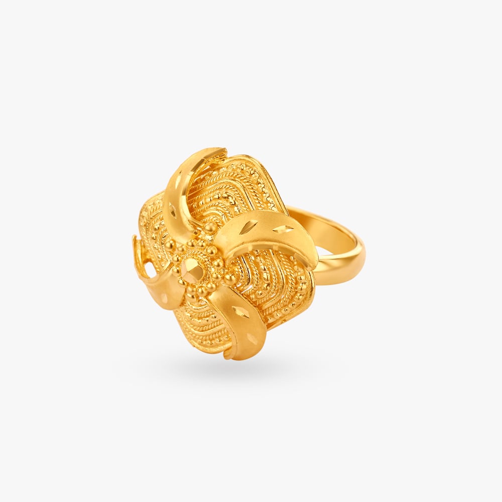 Floral Majesty Gold Finger Ring,,hi-res image number null