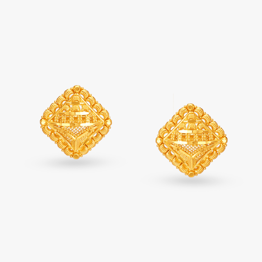 Rhombic Gold Pendant and Earrings Set,,hi-res image number null