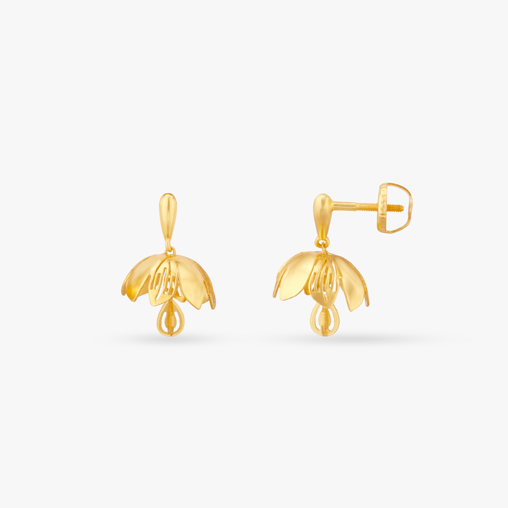 Petal Veil Gold Jhumka Earrings,,hi-res image number null