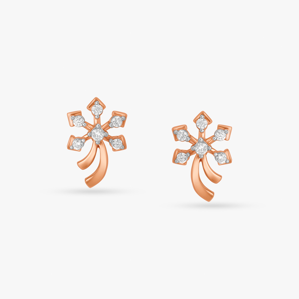 Delicate Flowers Diamond Stud Earrings,,hi-res image number null