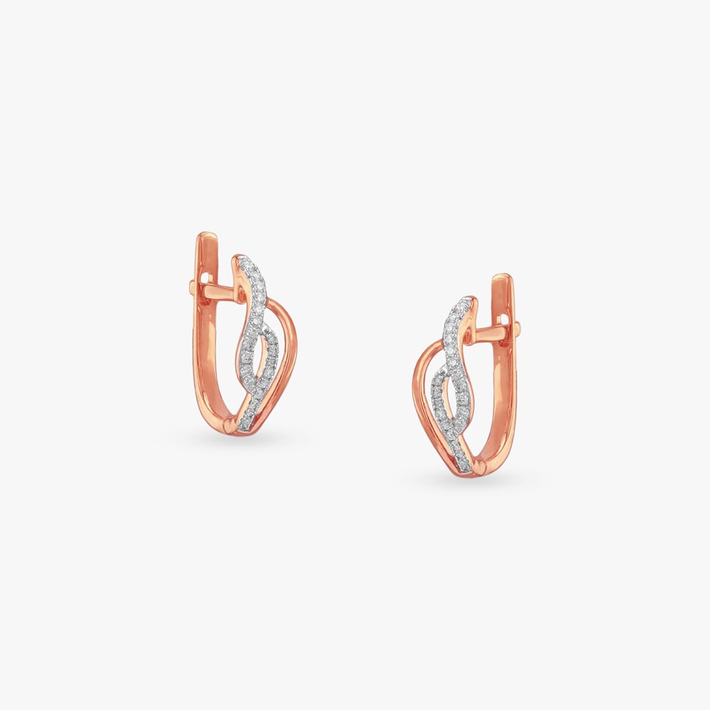 Wave Gleam Diamond Hoop Earrings,,hi-res image number null