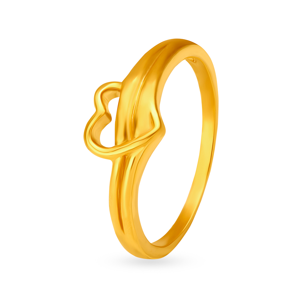 Classic 22 Karat Yellow Gold Heart Finger Ring
