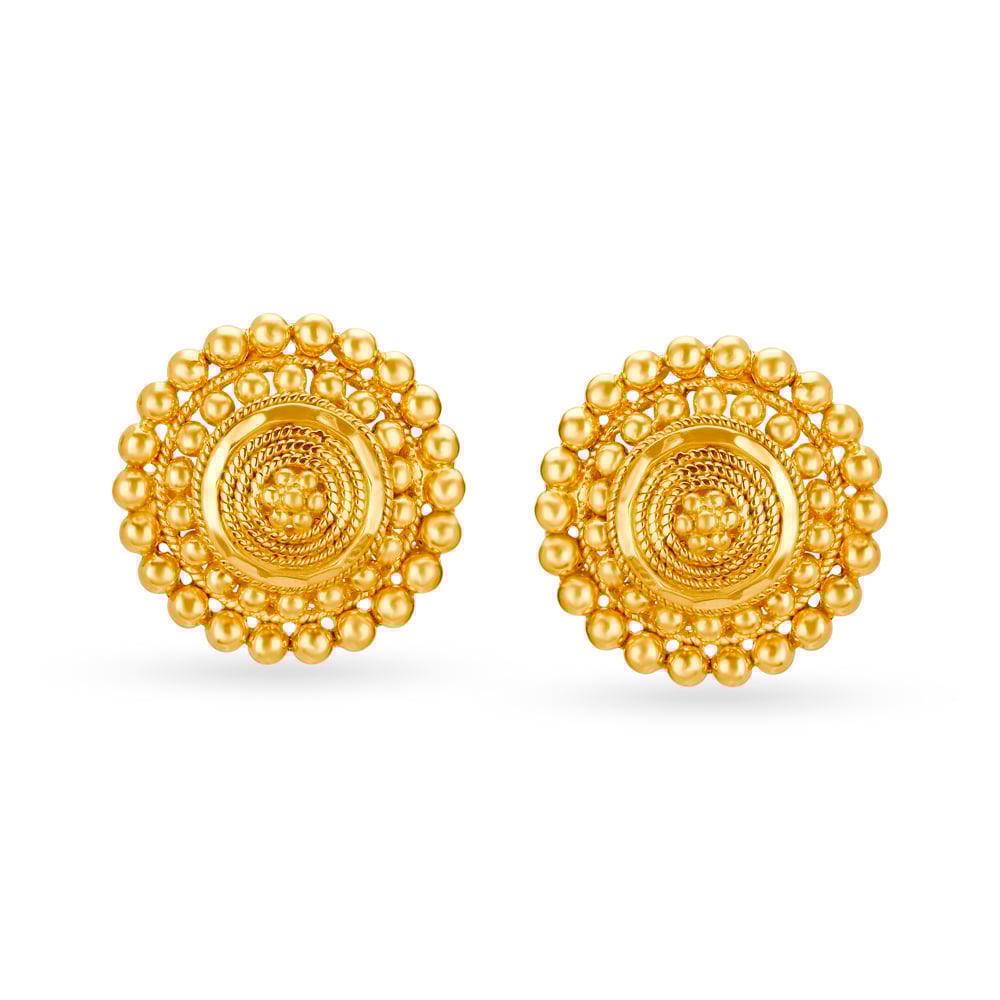 

Appealing 22 Karat Yellow Gold Beaded Circular Stud Earrings