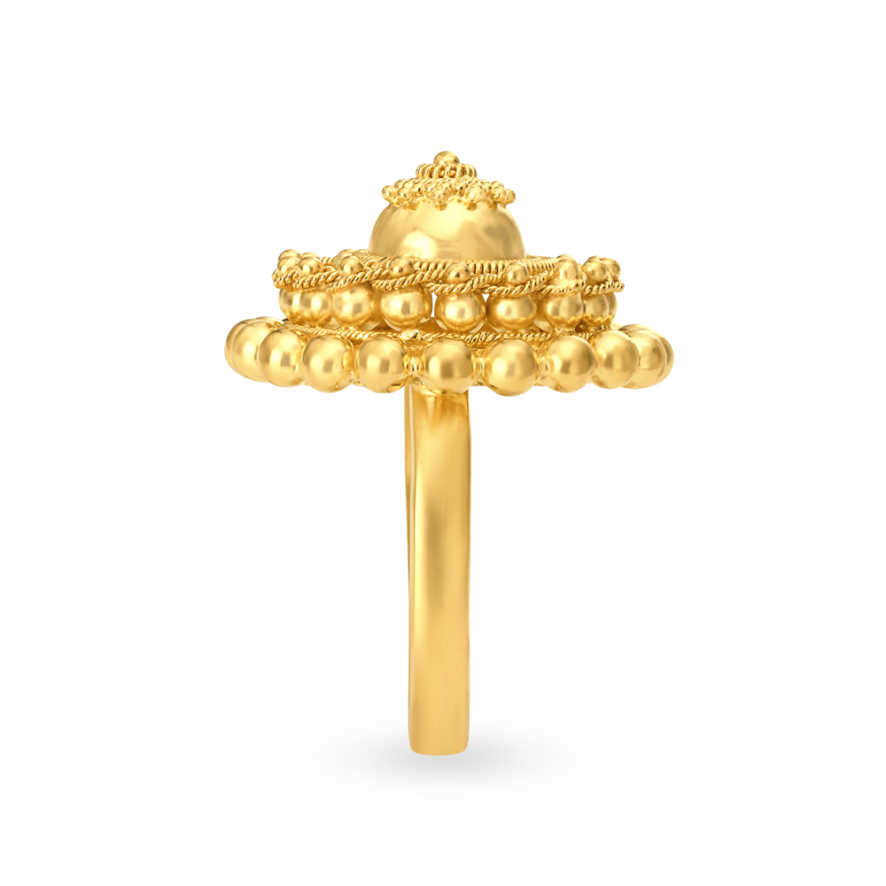 Majestic 22 Karat Yellow Gold Beaded Statement Ring,,hi-res image number null