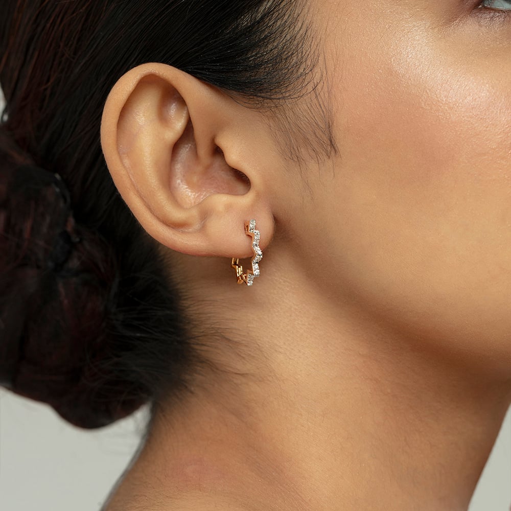 Starburst Luxe Gold & Diamond Hoop Earrings,,hi-res image number null