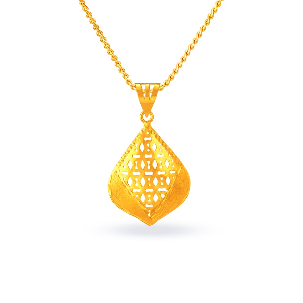 Contemporary Teardrop Gold Pendant