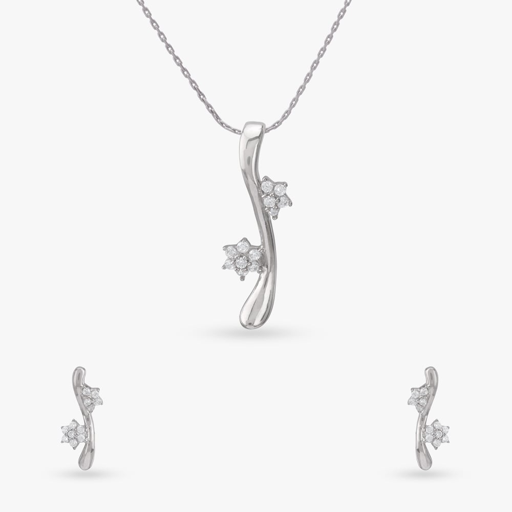 Twinkle Trail Silver Pendant and Earrings Set,,hi-res image number null