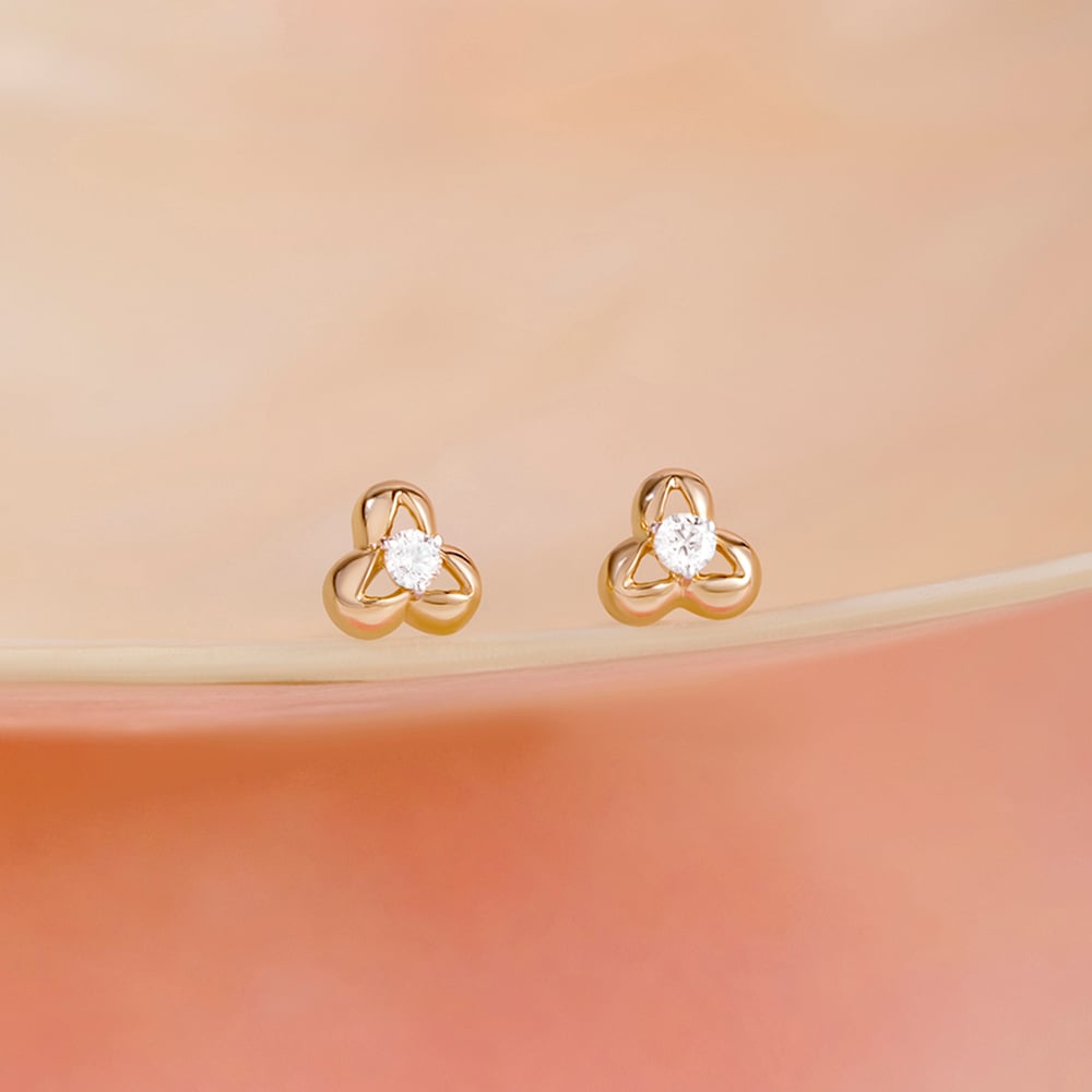 Iconic Shimmer Gold & Diamond Stud Earrings,,hi-res image number null