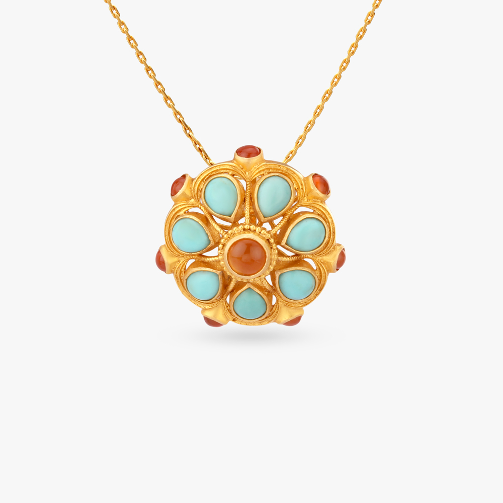 Tropical Slice Gold Pendant and Earrings Set,,hi-res image number null