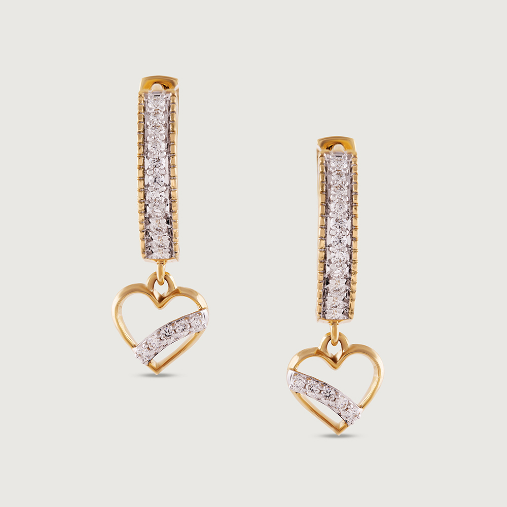 Heart Glow Gold & Diamond Hoop Earrings,,hi-res image number null