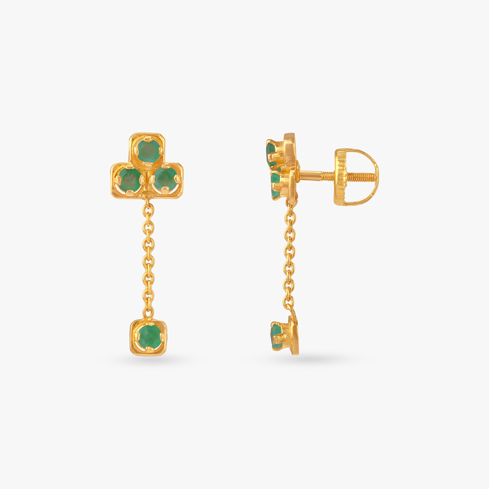 Emerald Dot Drop Earrings,,hi-res image number null
