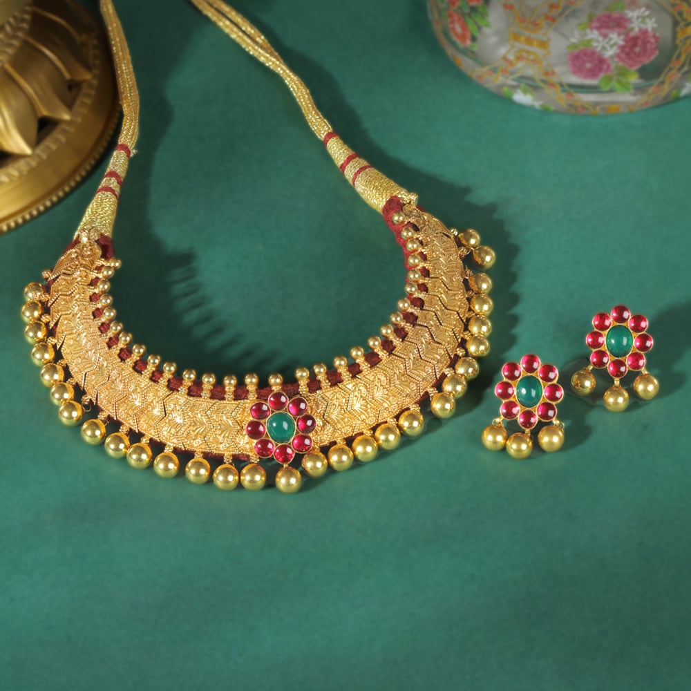 Maharashtrian Vajra Teek Choker Necklace,,hi-res image number null