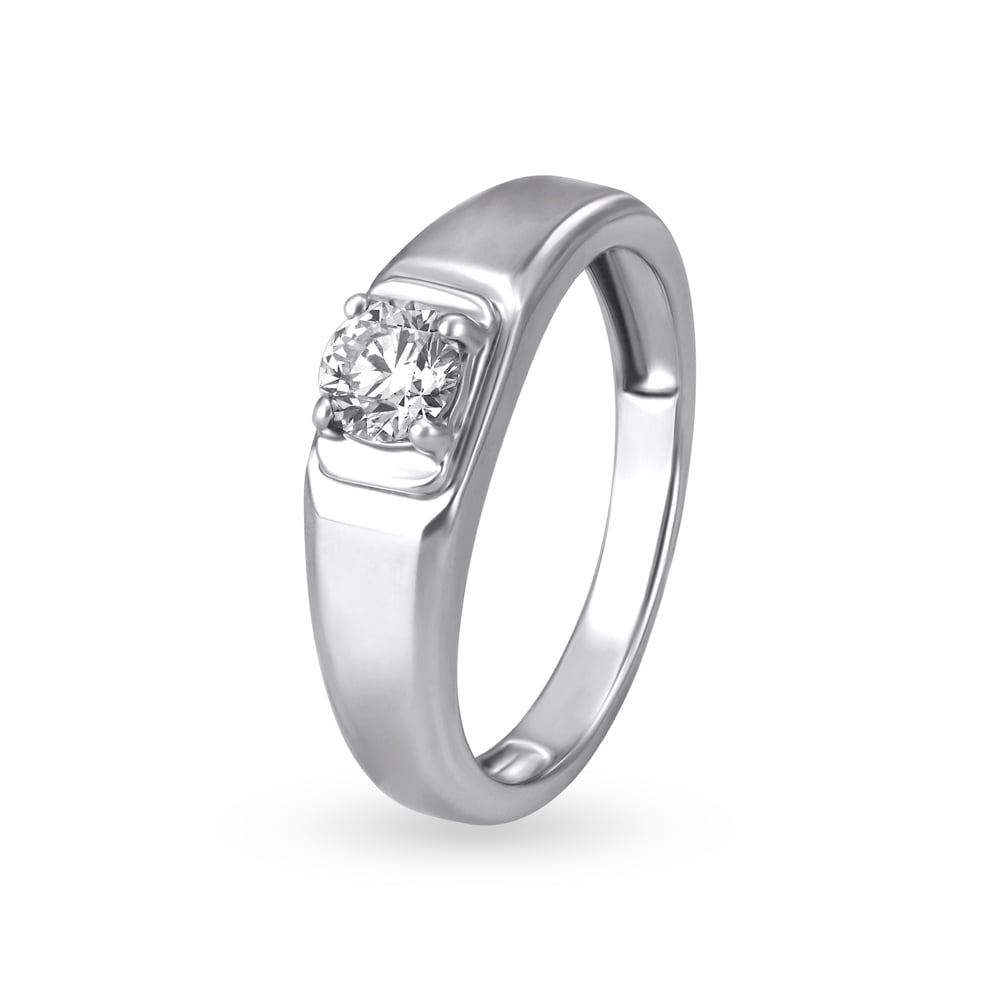 Elegance Defined Platinum Solitaire Finger Ring for Men