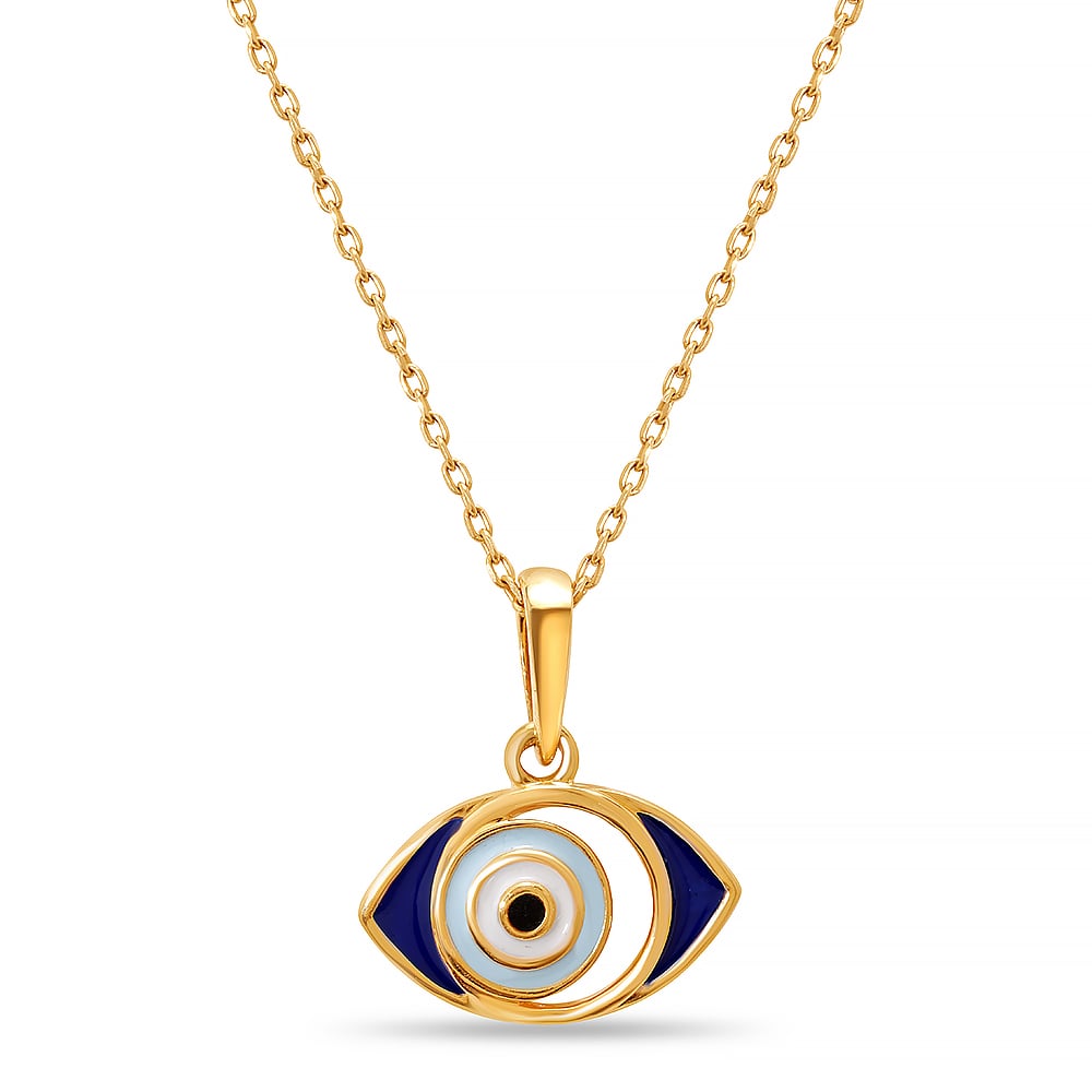 14KT Yellow Gold Negative Space Evil Eye Pendant,,hi-res image number null