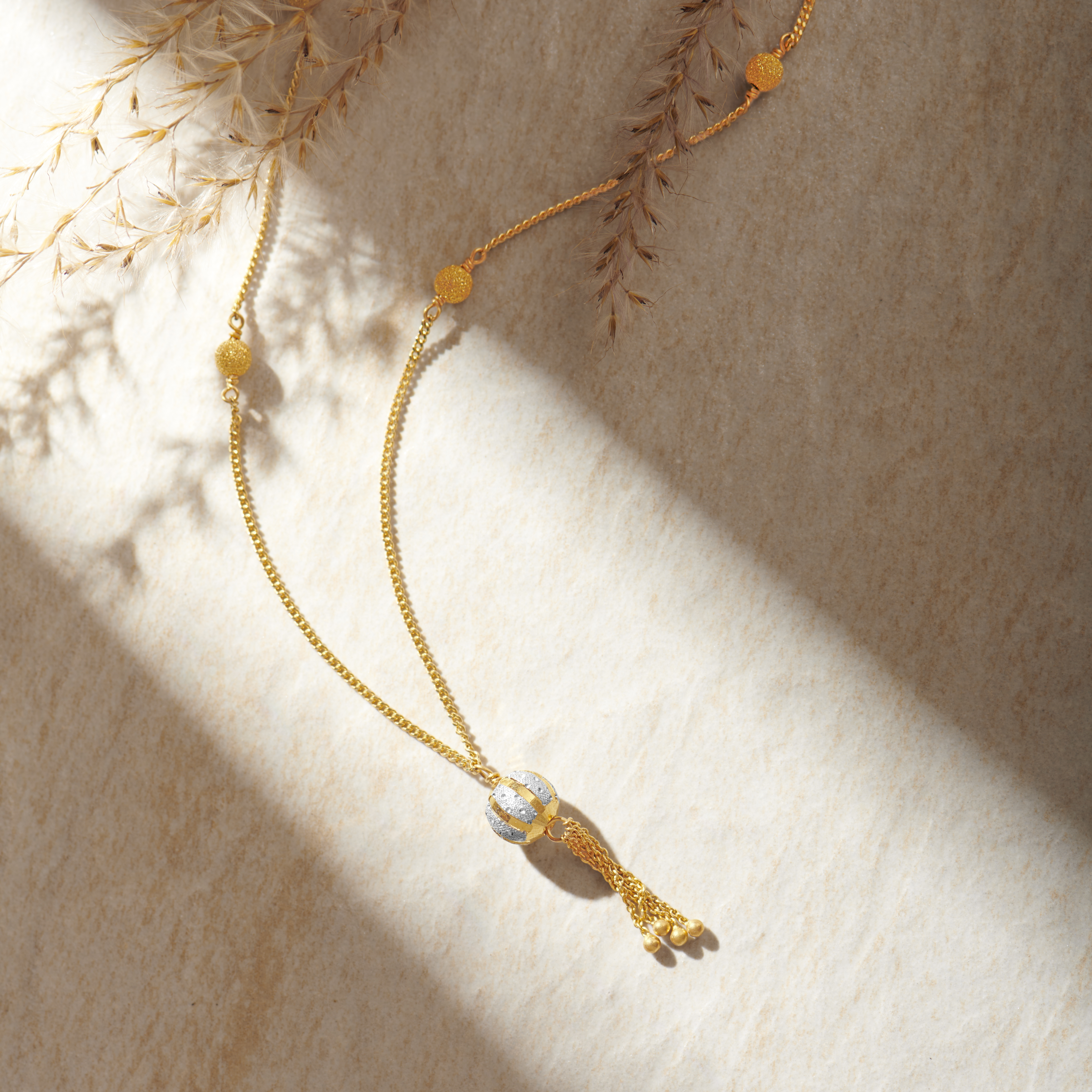 Bead and Tassels Diamond Pendant with Chain,,hi-res image number null