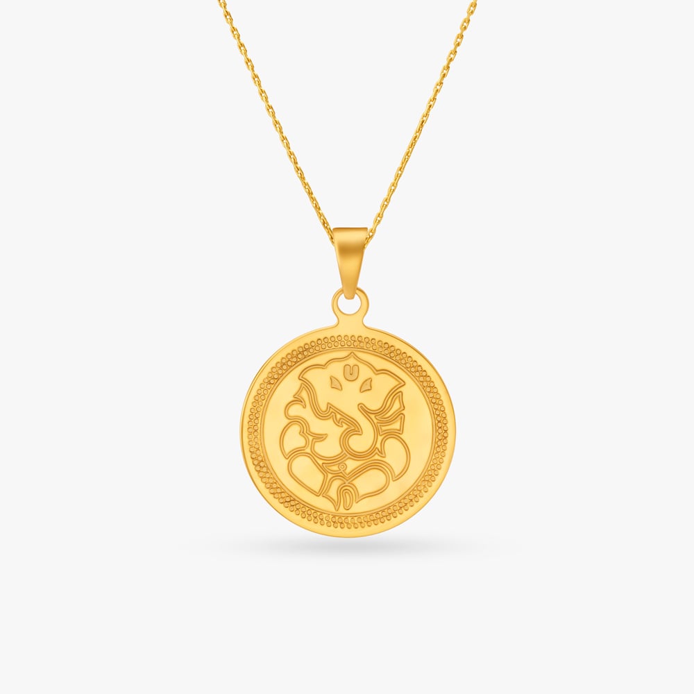 Sacred Lord Ganesha Gold Coin Pendant