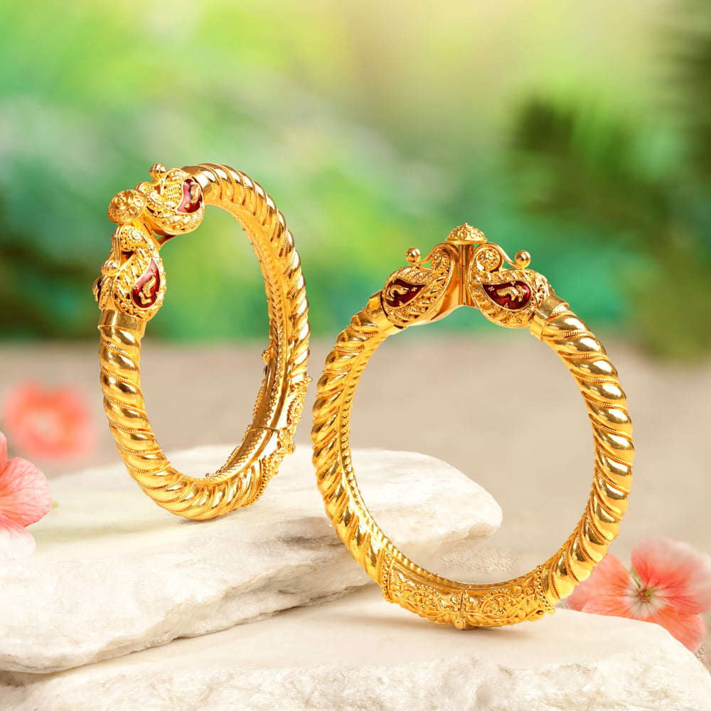 Paisley Pratima Solid Bala Gold Bangles,,hi-res image number null