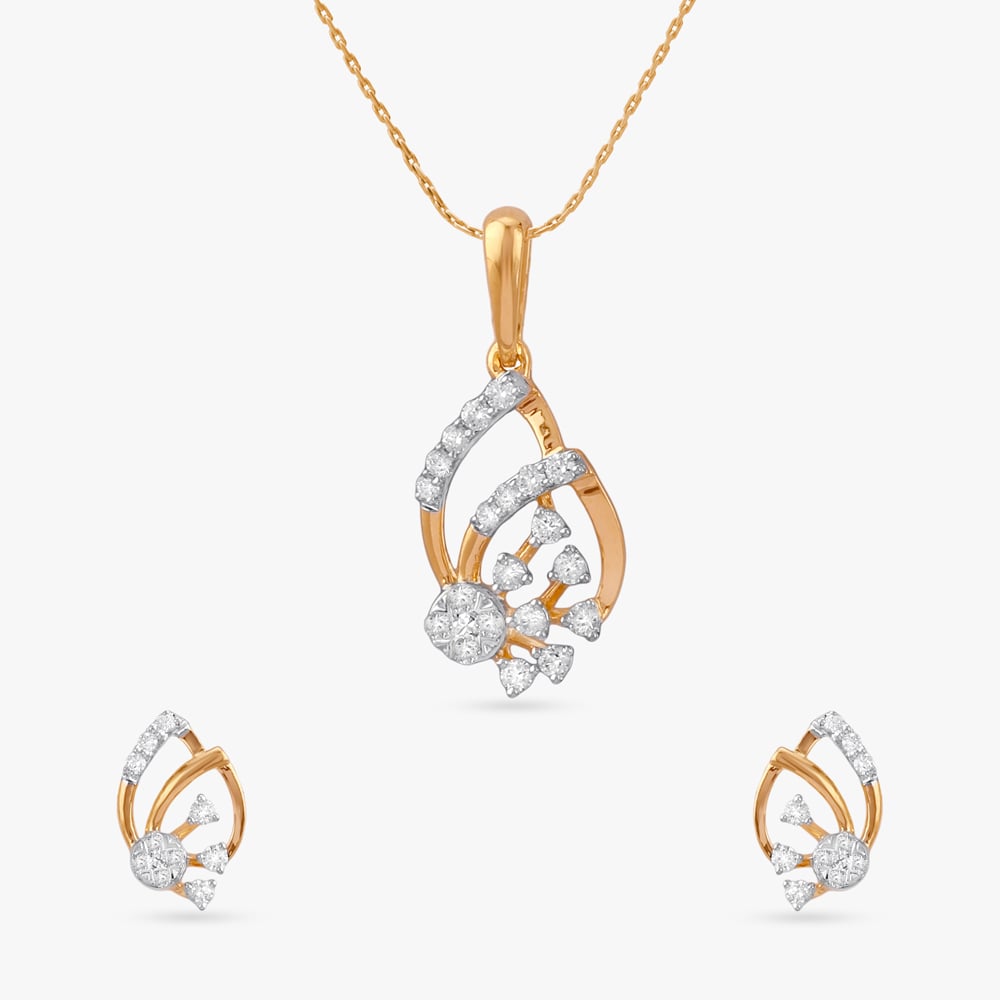 Twinkling Bloom Diamond Pendant and Earrings Set,,hi-res image number null