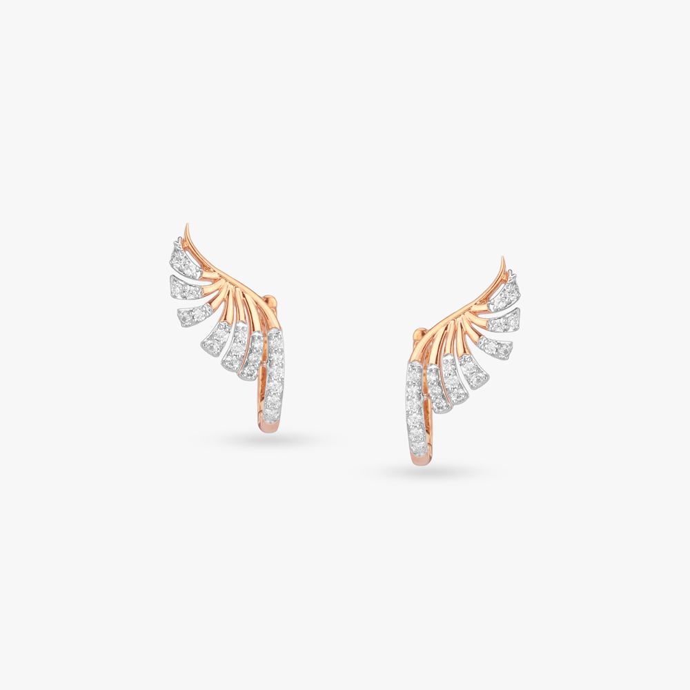 Curved Crest Diamond Hoop Earrings,,hi-res image number null
