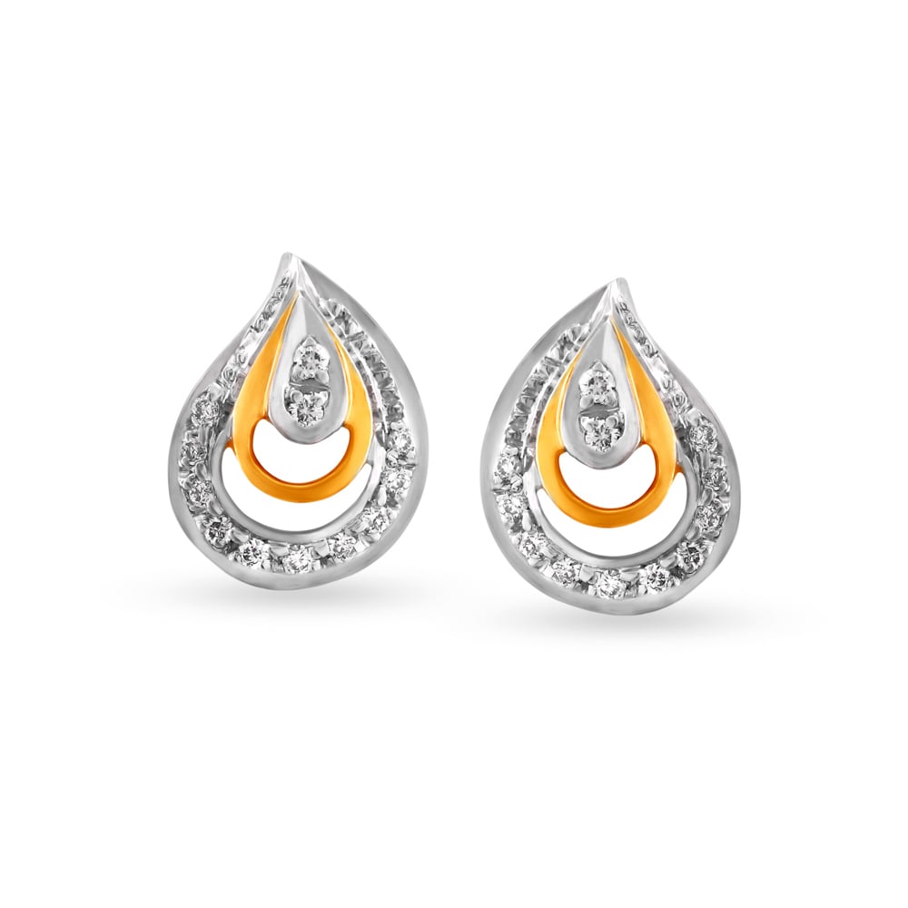 Glossy Mango Shaped Diamond Stud Earrings,,hi-res image number null