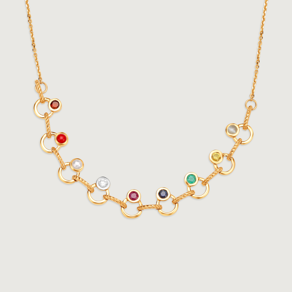 Solar Symphony 14KT Navratna Necklace,,hi-res image number null