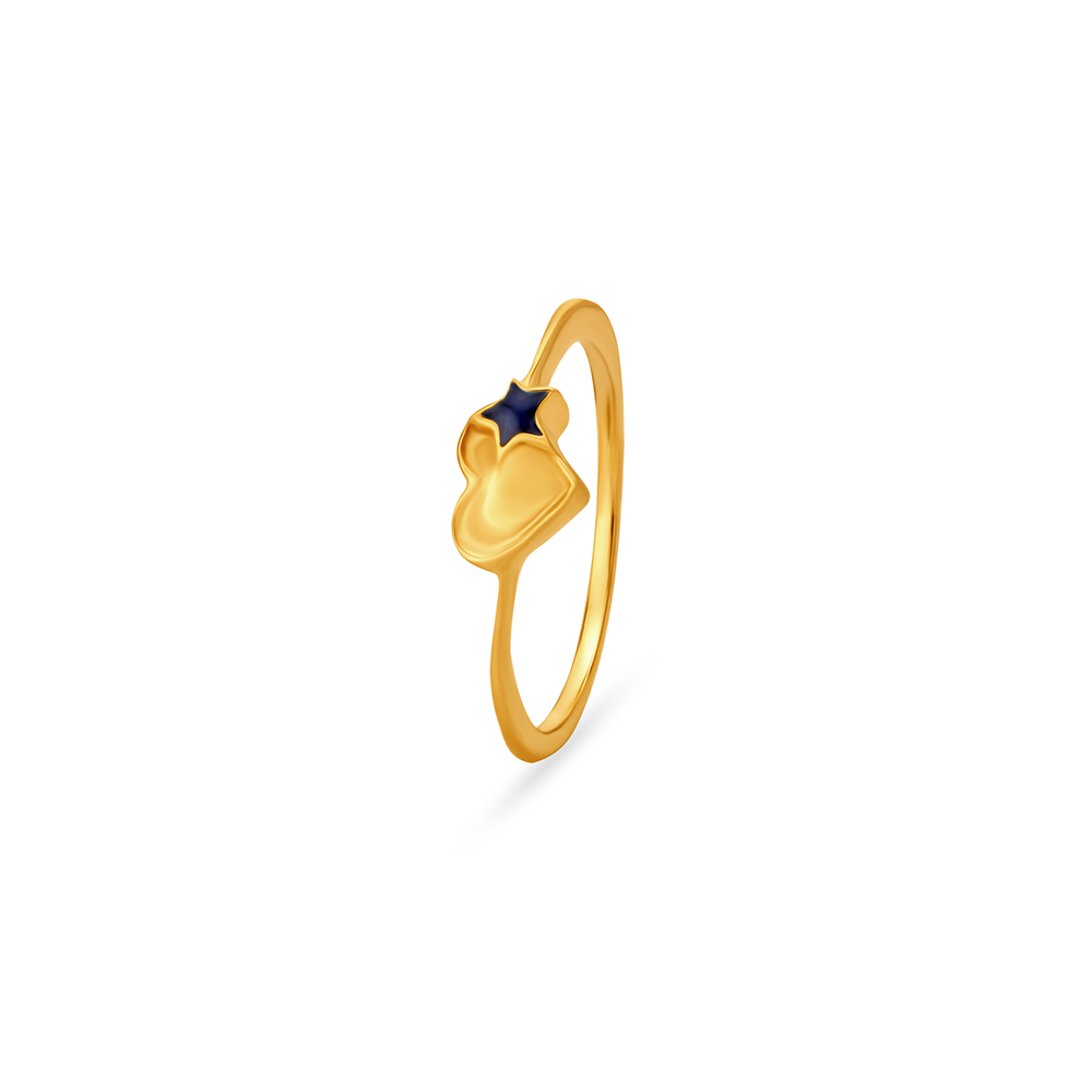 Heart Motif Gold Finger Ring For Kids