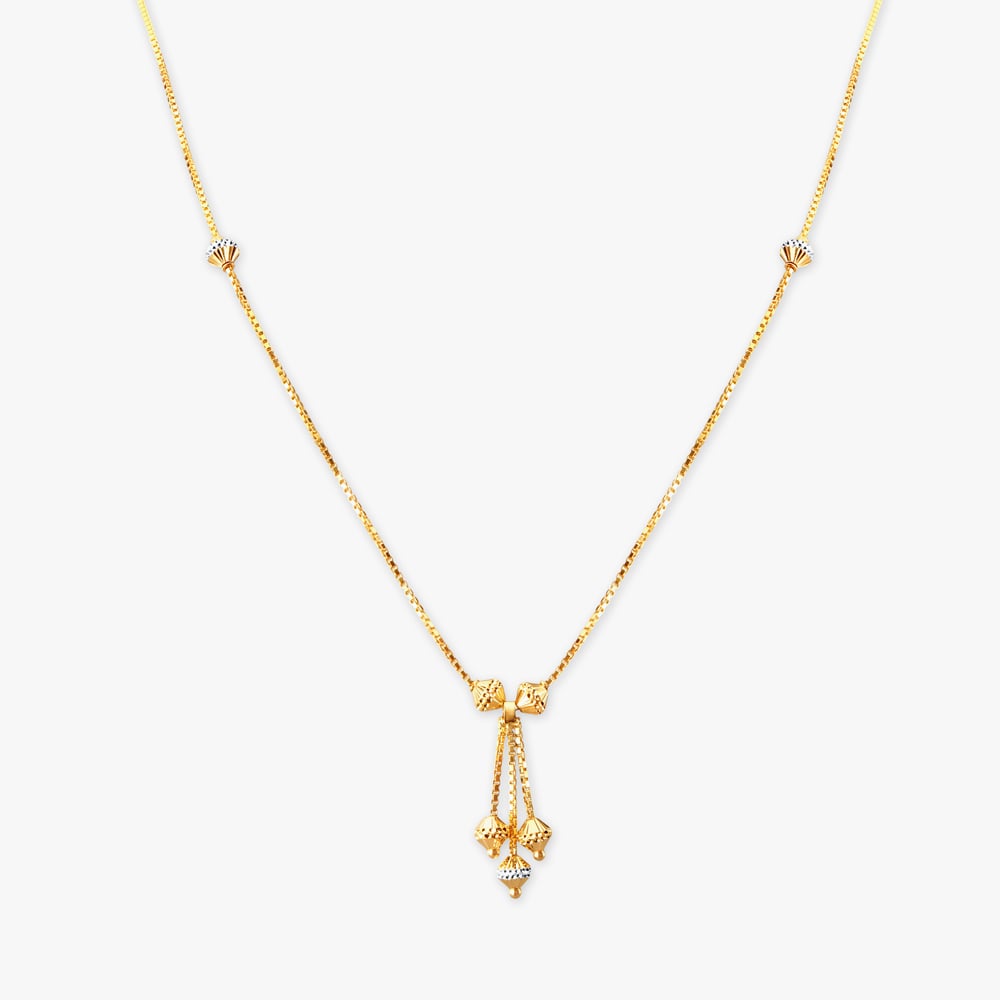 Classic Beaded Gold Pendant with Chain and Earrings Set,,hi-res image number null