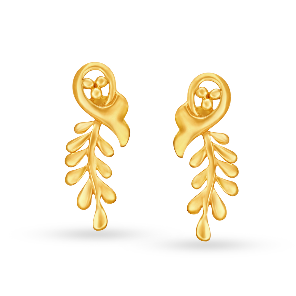 Beautiful 22 Karat Gold Leaves Stud Earrings