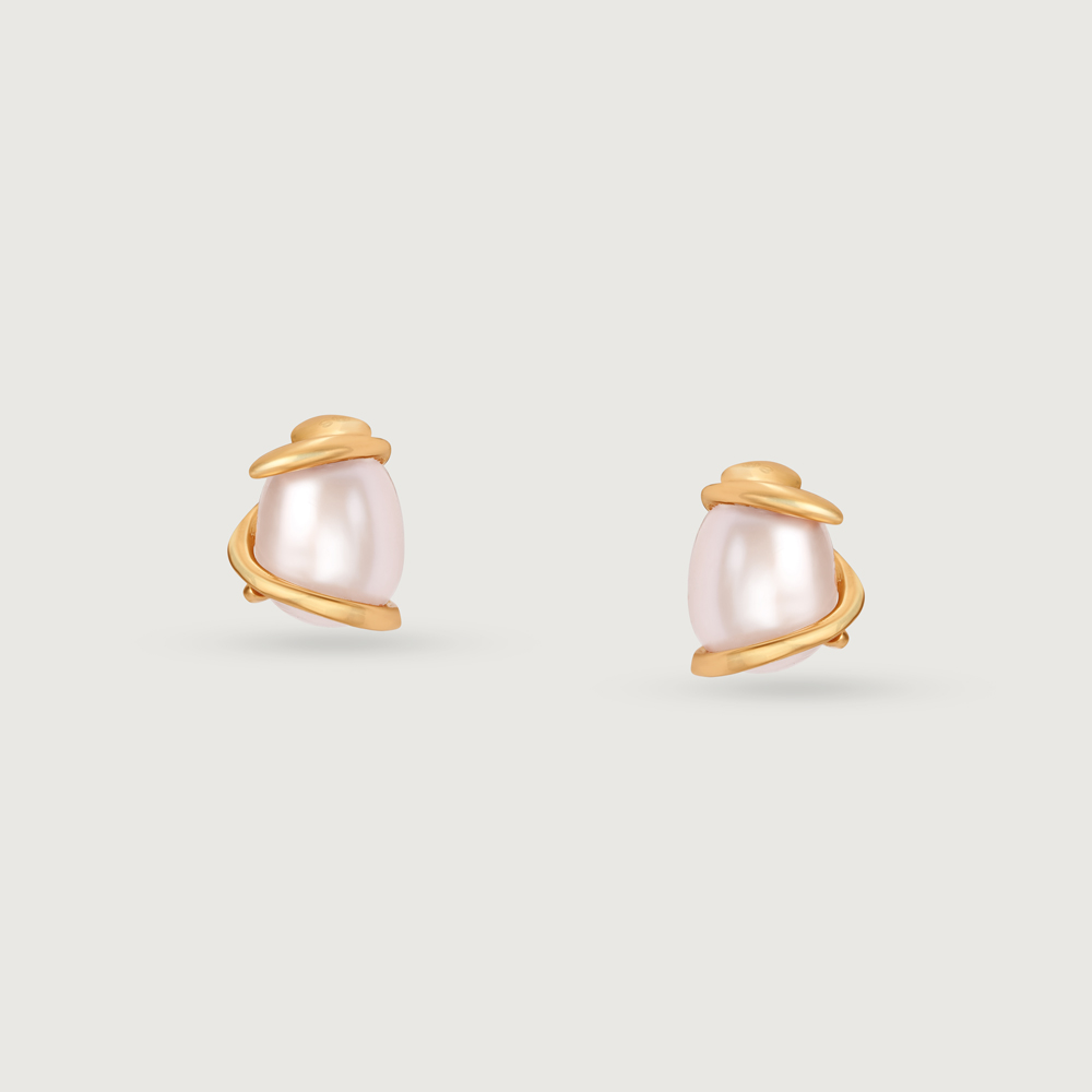 Graceful Allure 14 Kt Gold & Pearl Stud Earrings,,hi-res image number null