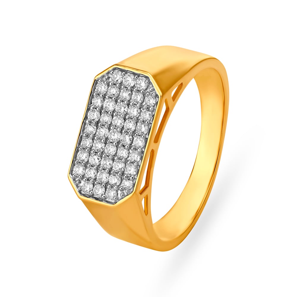 Dazzling Diamond and Gold Finger Ring for Men,,hi-res image number null