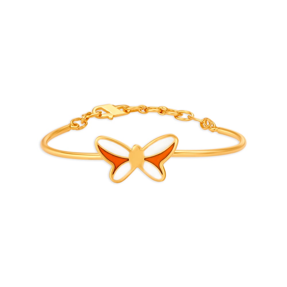 Coloured Butterfly Gold Bangle For Kids