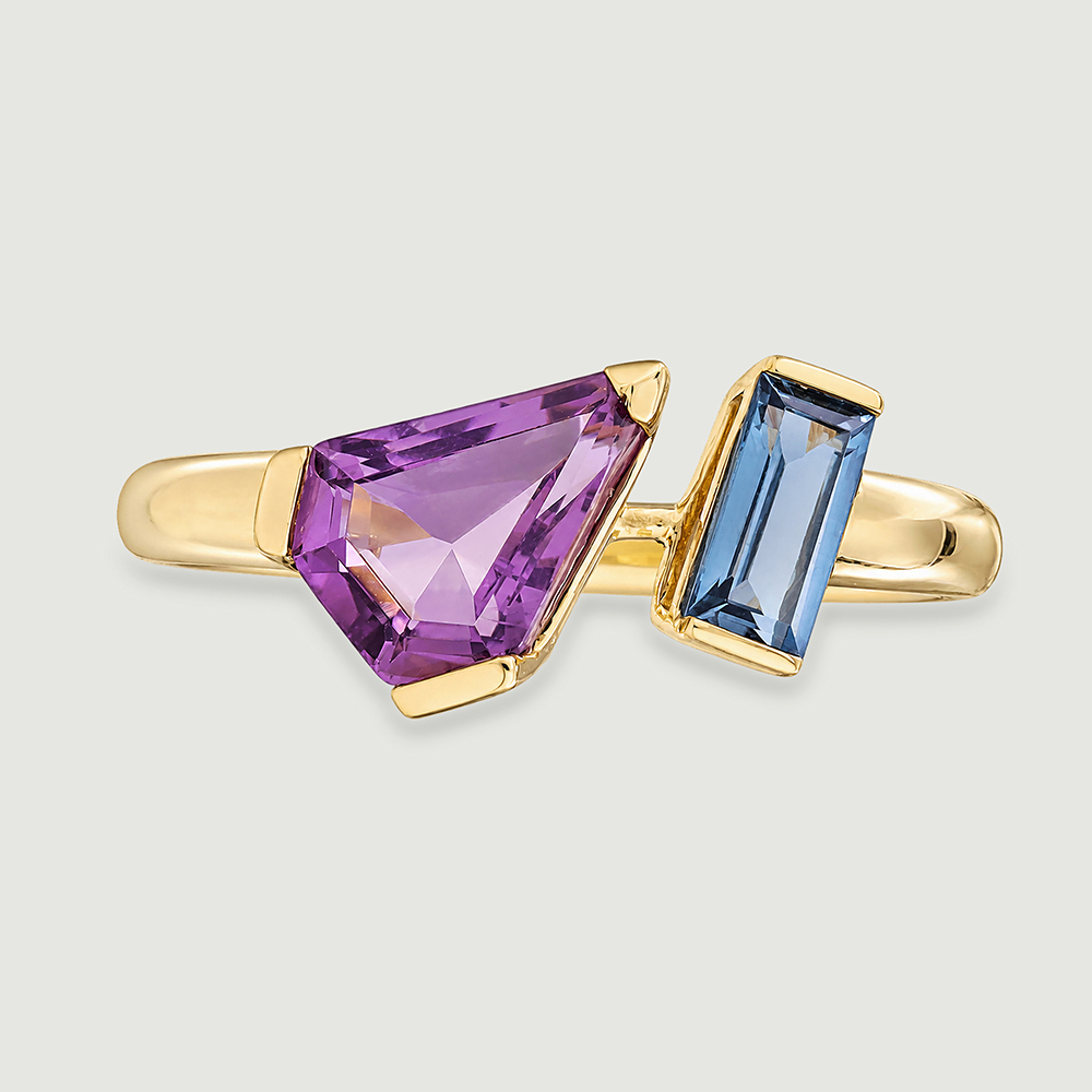 Sleek Faceted Amethyst and Topaz Ring,,hi-res image number null