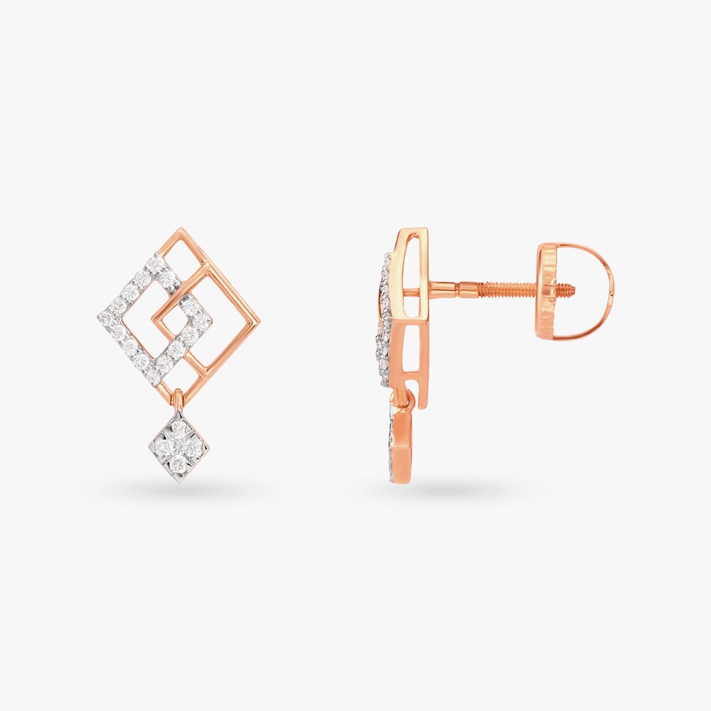 Layered Lattice Diamond Stud Earrings,,hi-res image number null