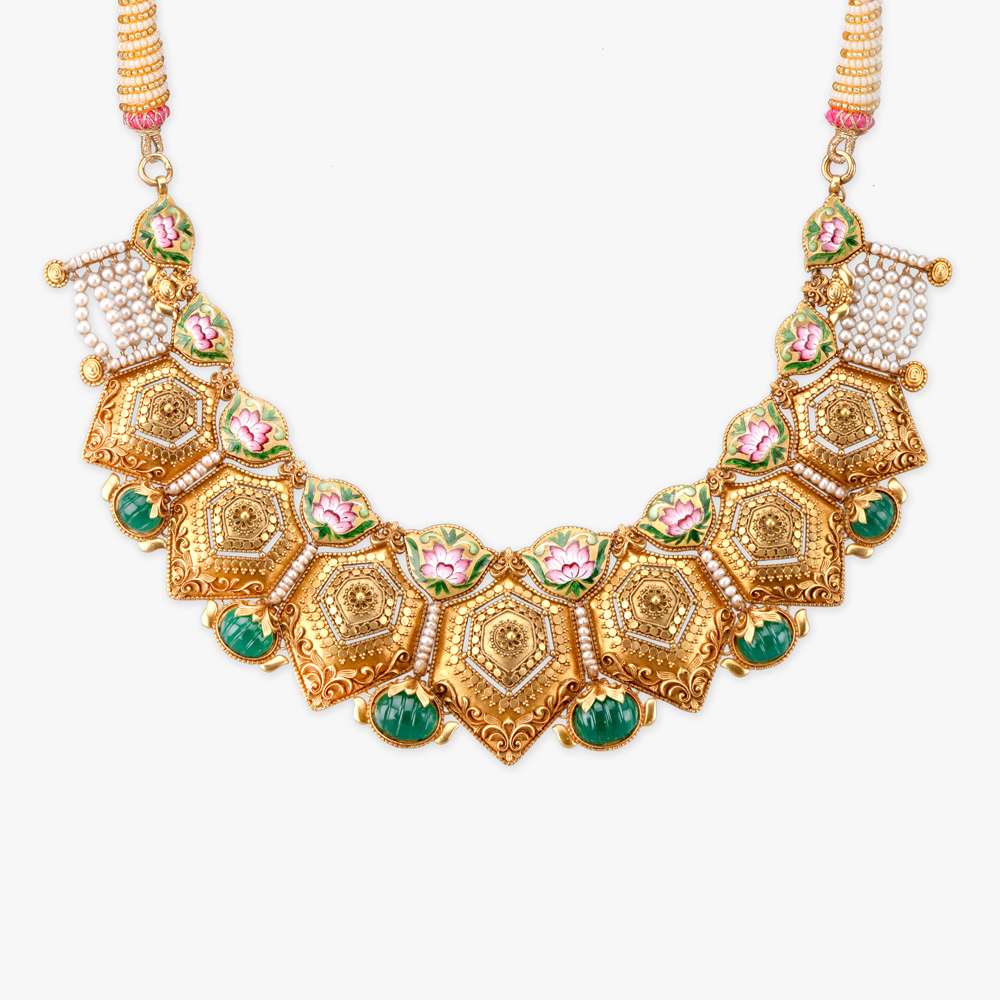 Ornate Blossom Gold Necklace Set,,hi-res image number null