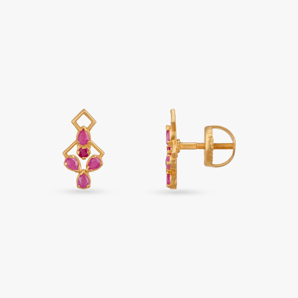 

Scarlet Symphony Gold Stud Earrings